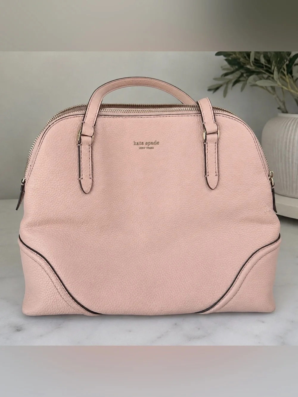 kate spade Pale Pink Pebbled Leather Dome Satchel
